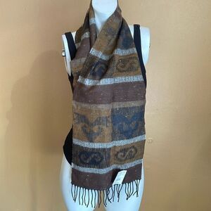 NWT Vintage Cashmink Lord & Taylor Scarf With Fringe, Gorgeous, Warm Earth Tones